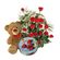Лучший Подарок. Корзина красных роз с зеленью, плюшевый мишка и коробка вкуснейшего печенья. . Москва