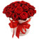 красные розы в шляпной коробке. Москва